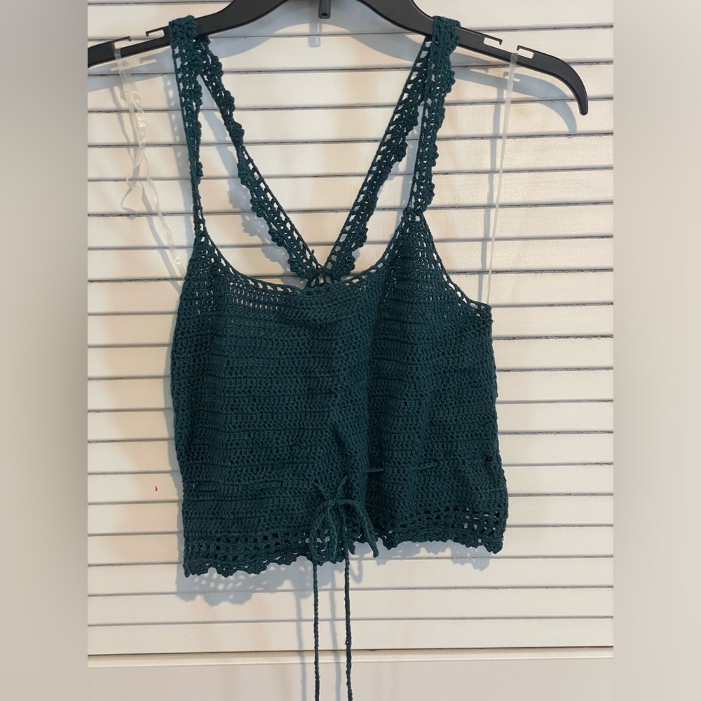 Teal Crochet crop top
